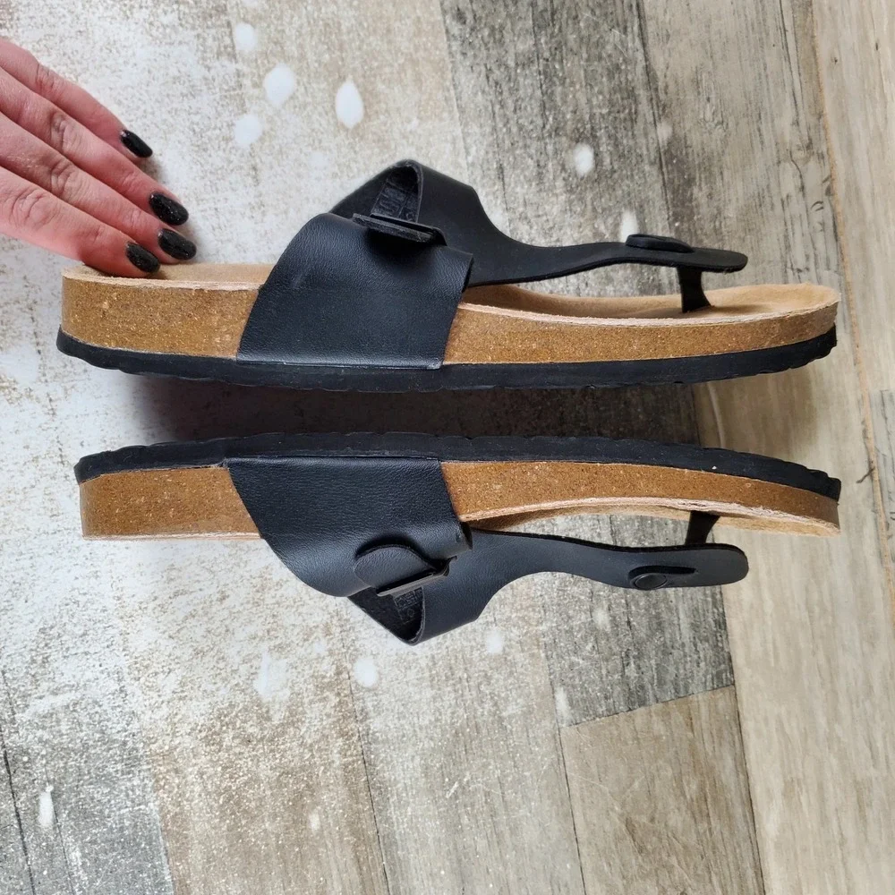 Cushionaire Thong Sandals Mens Sz 11‎ Black Slip On Flip Flop